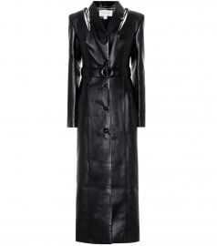 Belted faux leather coat at Mytheresa